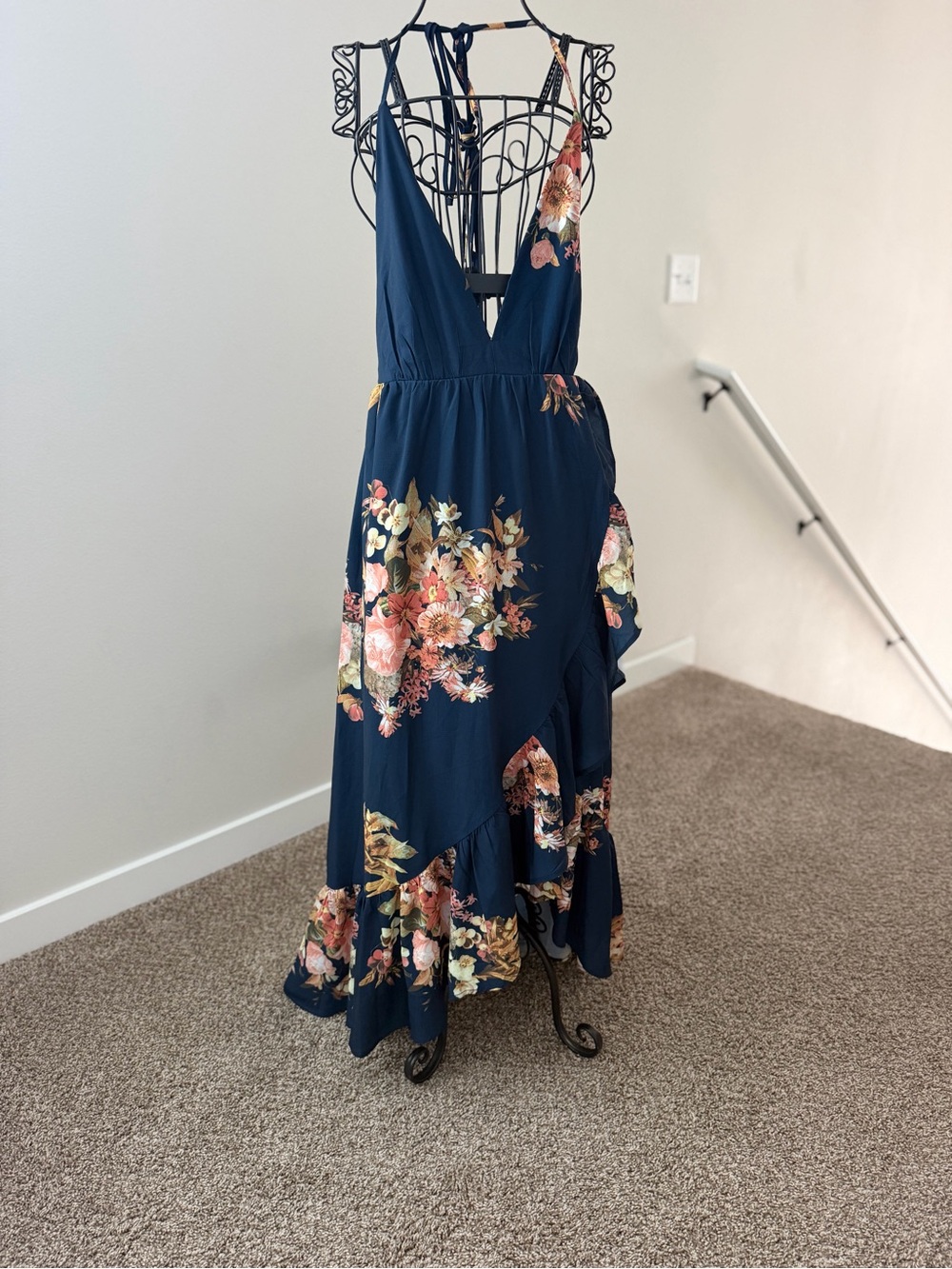Hello Molly Navy Floral Ruffle High-Low Dress - Picture 5 of 8